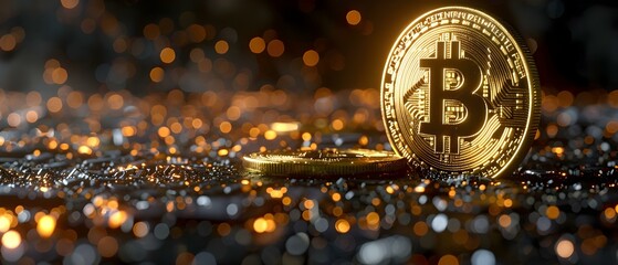 Bitcoin is a digital currency using blockchain technology for fast secure transactions. Concept Cryptocurrency, Blockchain Technology, Bitcoin Transactions, Digital Currency, Secure Payments