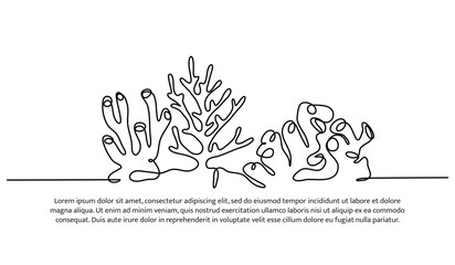 Continuous line design of reefs ocean diversity. Single line decorative elements drawn on a white background. © Bettermind Graphic