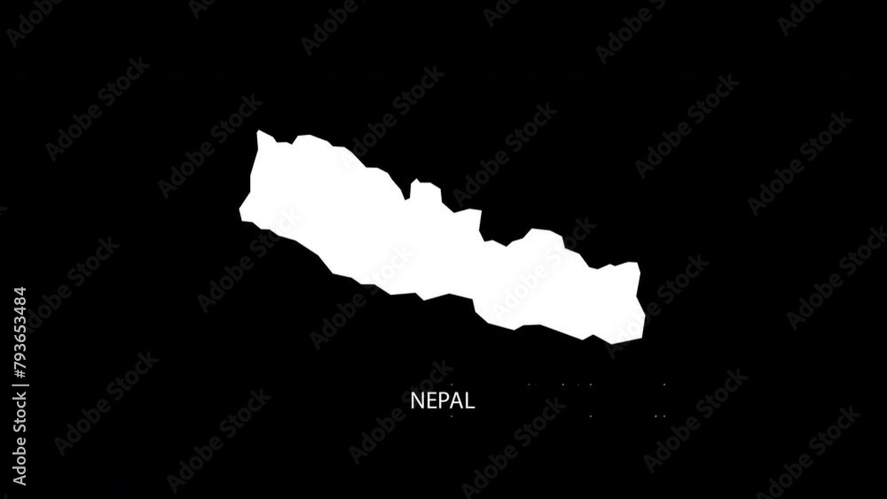 Poster digital revealing and zooming in on nepal country map alpha video with country name revealing backgr