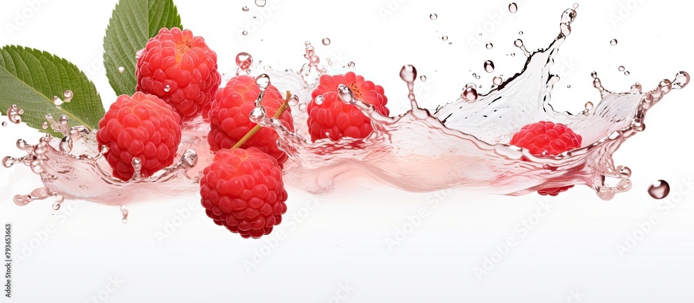Poster lychees dropping into a pool of water, creating a refreshing splash