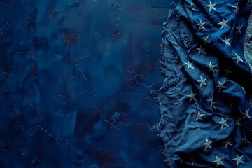 Obraz premium A dark blue background with a tattered American flag.