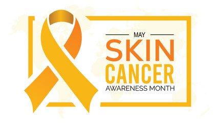 Skin Cancer Prevention and Awareness Month observed every year in May. Template for background, banner, card, poster with text inscription.