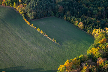 High angle shot of grass field during autumn