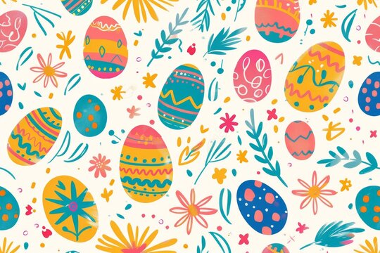 Festive Easter background with whimsical designs and cheerful motifs