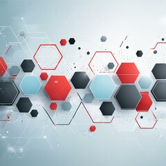 abstract background,a dynamic arrangement of black and red hexagons, striking modern background illustration suitable for digital banners