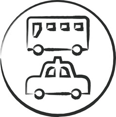 シンプルな標識の筆書き単品イラスト　許可車両専用（組み合わせ）