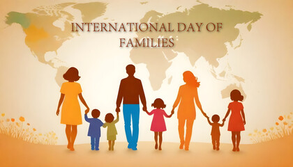International Day of Families. Banner and poster. Greeting card with father, mother and kids vector image.