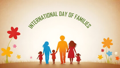 International Day of Families. Banner and poster. Greeting card with father, mother and kids vector image.
