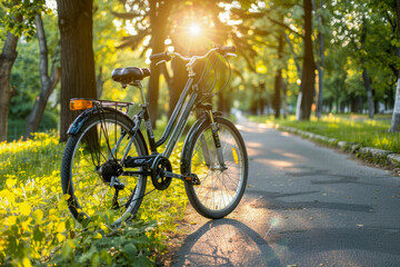 Fototapeta premium Moving around the city by bicycle, ecological transport