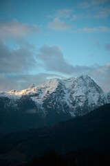 Snow-Capped Alpine Peaks in Austria: Majestic Spring Landscape in Alps