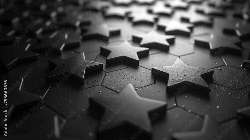 Wall mural 3D Five-Pointed Star: Monochromatic Black