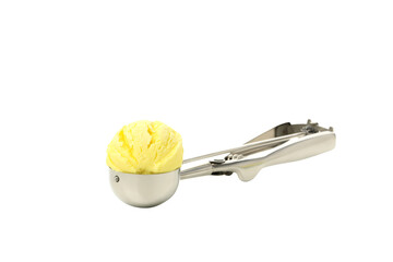 PNG, A scoop of melon-flavored ice cream, isolated on white background