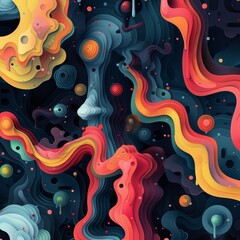 Obraz premium Vivid abstract painting with vibrant colors and a sense of depth.