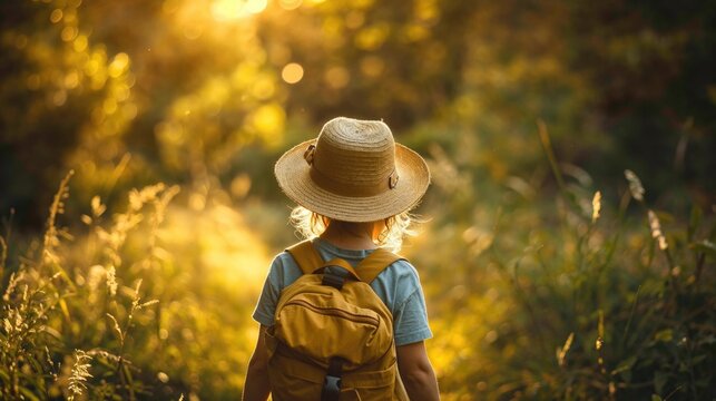 Children’s Outdoor Activities with Child on a Hike. Active Family Lifestyle Concept.