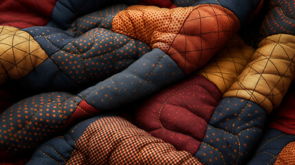 Deeply Textured Traditional Quilted Fabrics, Intertwined In A Tapestry Of Patterns And Warmth