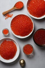 Luxurious serving of red caviar.