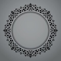 Decorative frame Elegant vector element for design in Eastern style, place for text. Floral black and gray border. Lace illustration for invitations and greeting cards