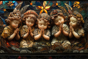 Obraz na płótnie Canvas stained glass angels in the church