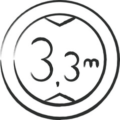 シンプルな標識の筆書き単品イラスト　高さ制限