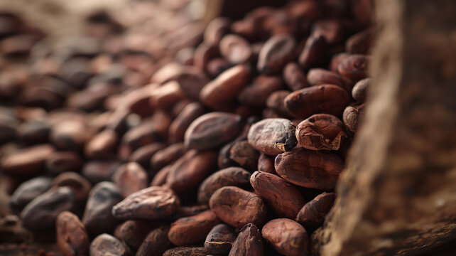 roasted cocao beans for making chocolate