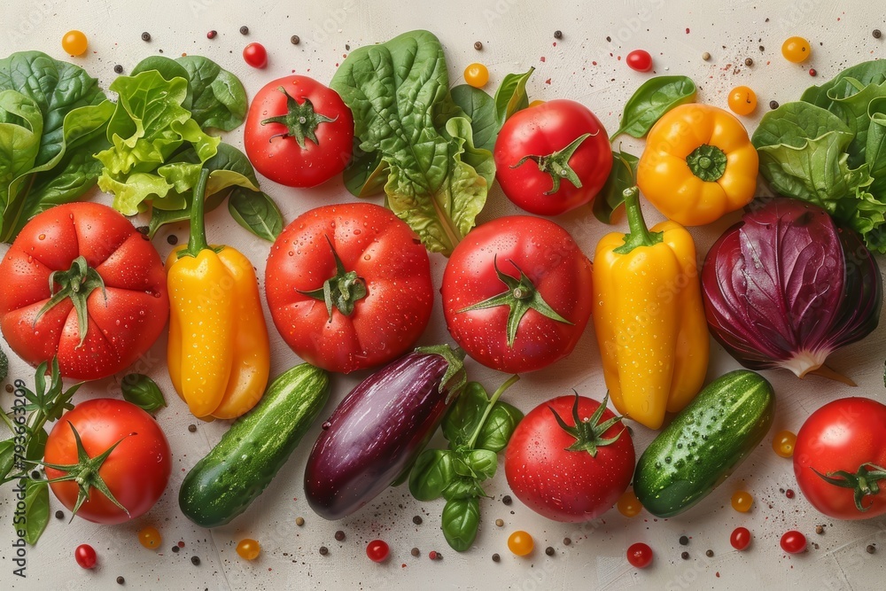 Poster vibrant vegetable pattern on a realistic background generative ai