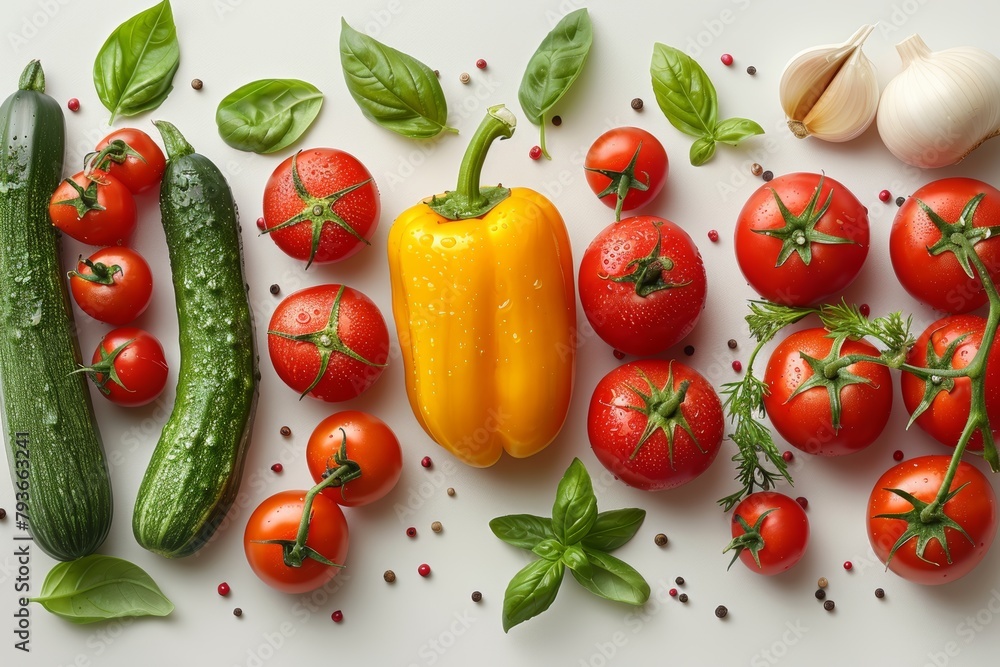 Poster colorful vegetable pattern on a realistic background generative ai