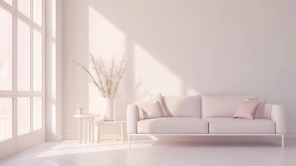 Serene pastel shades creating a tranquil sanctuary against a minimalist white backdrop