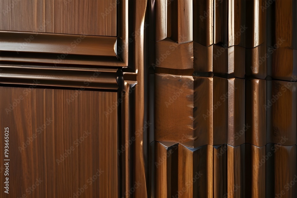 Poster detail of a wooden wall with a linear relief and texture generator ai