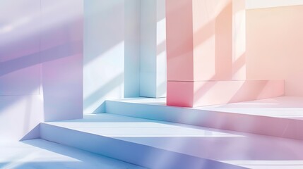 Soft pastel shades blending harmoniously with a pristine white backdrop