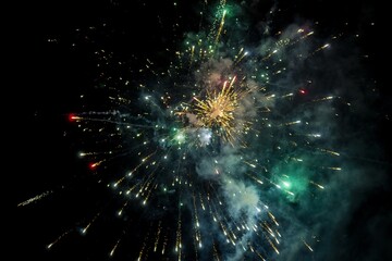 Fireworks light up the night, exploding in a colorful spectacle, enchanting crowds with their...