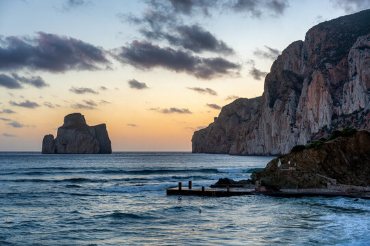 Mansua beach with Pan di Zucchero island and Porto Flavia in Sardinia