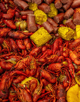 Sausage, potato, crawfish and corn feast