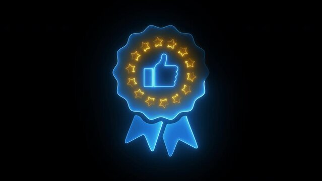 Customer satisfaction survey concept. Service experience rating. Satisfaction feedback review, good quality most. Animation of excellent stars ratings with thumb up icon on transparent background.