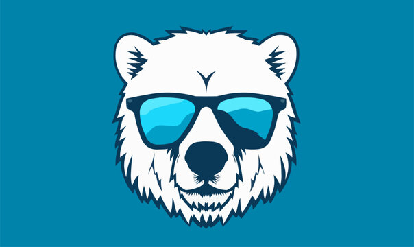 polar bear logo design cool sunglass vector