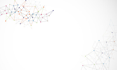 Grey graphic background dots with connections technologies and sharing data as abstract concept.