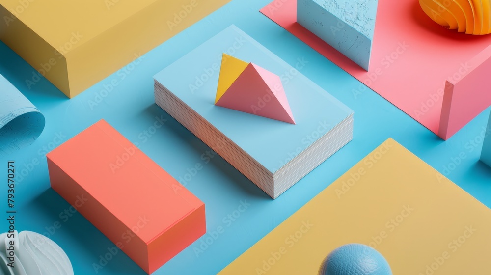 Poster a paper business card design rendered with playful abstract 3d elements ai generated illustration