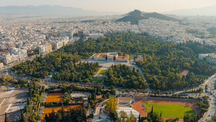 Athens, Greece. Zappion is a building in the classical style. Built by the Austrian architect...