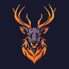 Stag Mascot for Esports Team Logo Flat Color and Kid Friendly Vector Illustration