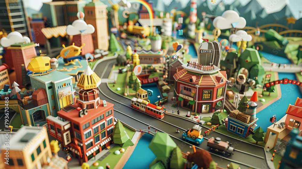 Poster a playful 3d rendering of a battle in memphis ai generated illustration