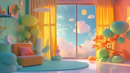 A playful and colorful 3D animation promoting the benefits of mental health awareness  AI generated illustration