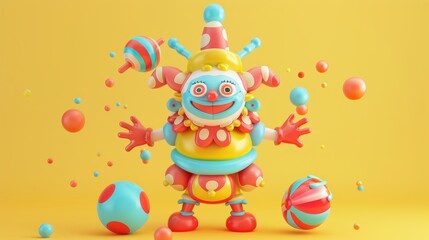 A playful and colorful 3D model of a charming figure  AI generated illustration