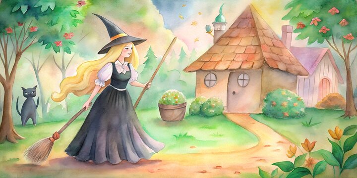 beauty witch and broom