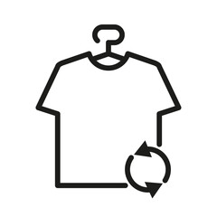 Tshirt icon on the hanger with second hand icon on white background. Editable stroke. Clothes hanger. Second hand clothing icon . Vector graphics