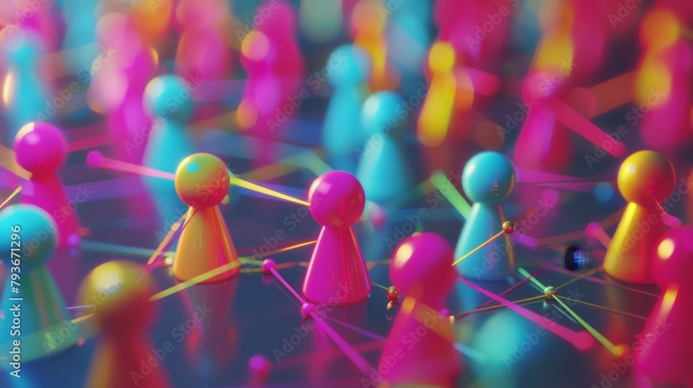 Poster a quirky and abstract 3d representation of a business networking event ai generated illustration
