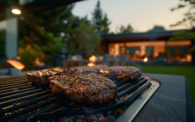 Summer barbecue delight in backyard setting