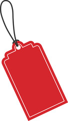 Blank red with white border price tag. flat design illustration.