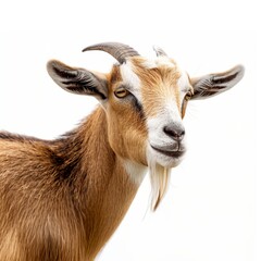 Regal goat against a pristine white backdrop.
