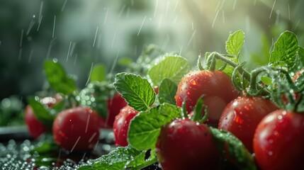 Appetizing image of minty tomatoes - Powered by Adobe