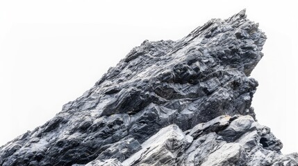 Cliff stone acrimonious located part of the mountain rock put on the top of hill isolated on white background.