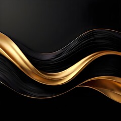 abstract black gold luxurious noble wave textured background, Ai Generated
